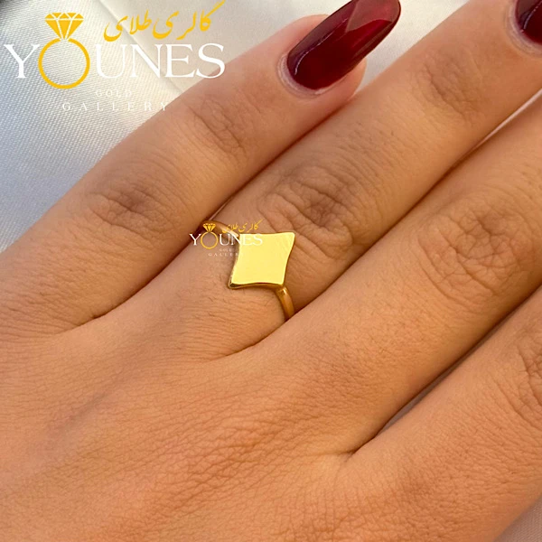 انگشتر لوزی آینه ای طلا